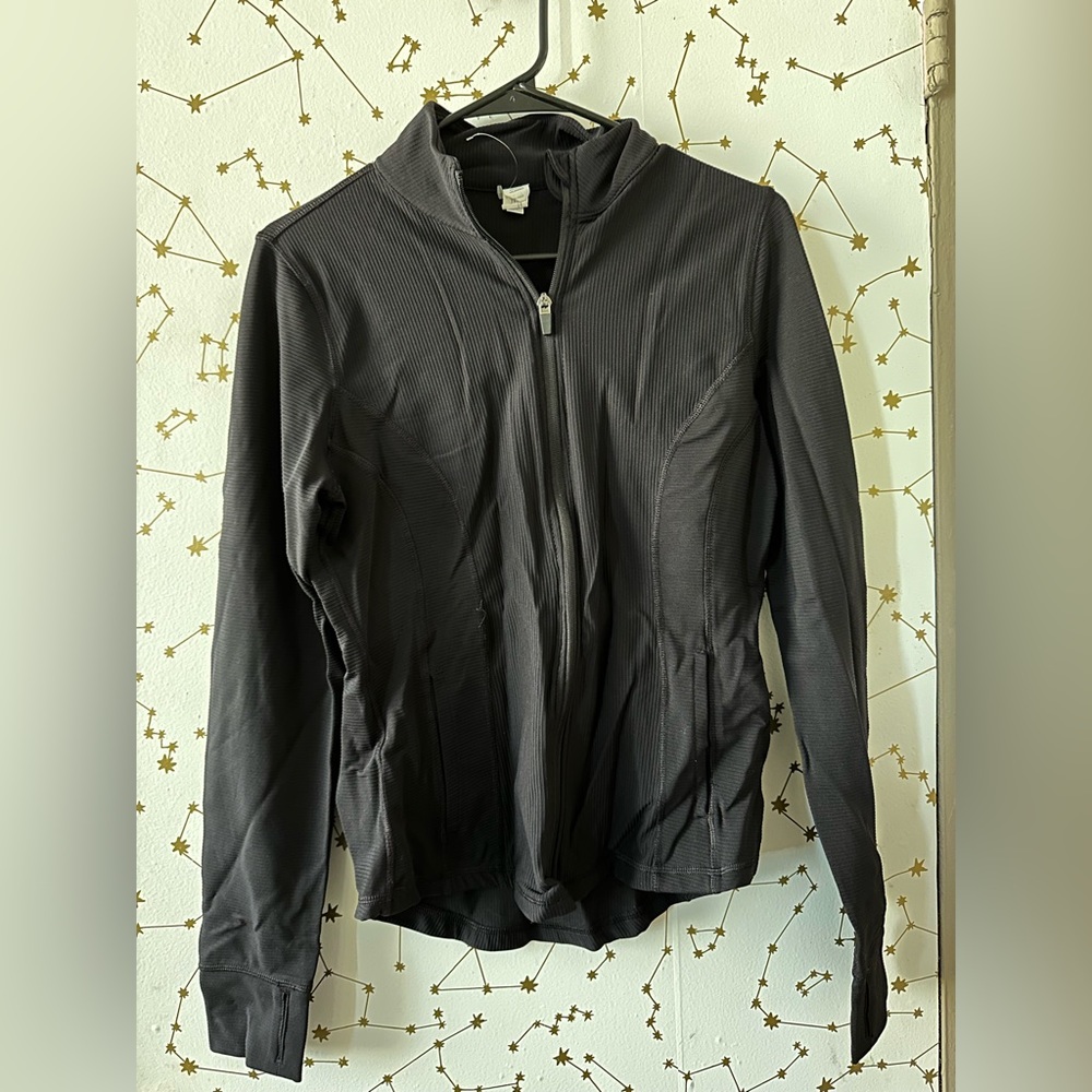 Black Ribbed Zip Up Yoga Jacket